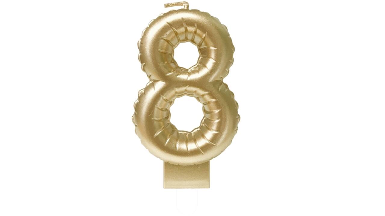 Foil balloon candle gold 8