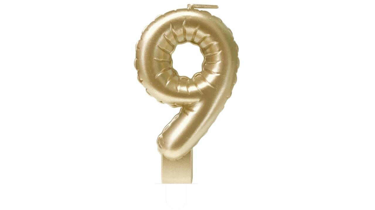 Foil balloon candle gold 9