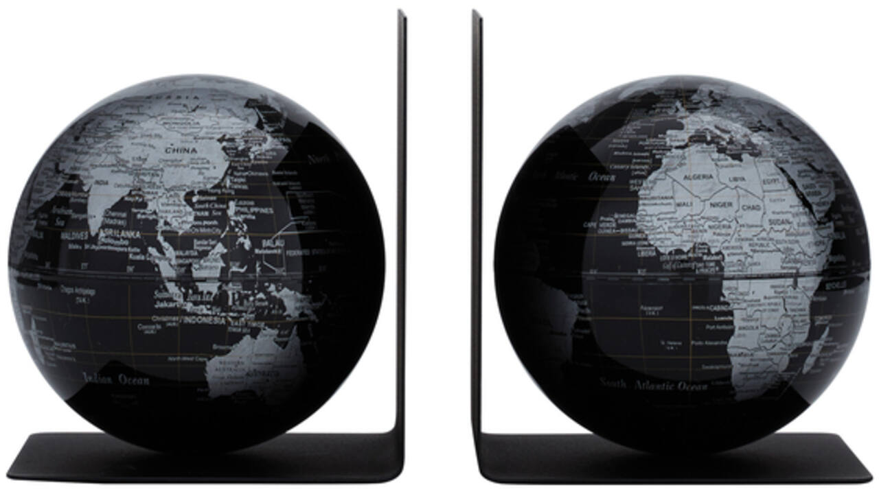 Boekensteun Troika met magnetische globes 13cm set à 2 stuks zwart