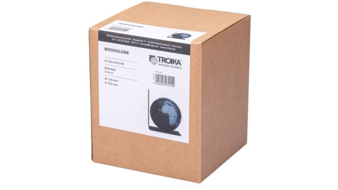 Boekensteun Troika met magnetische globe 13cm zwart-zilver