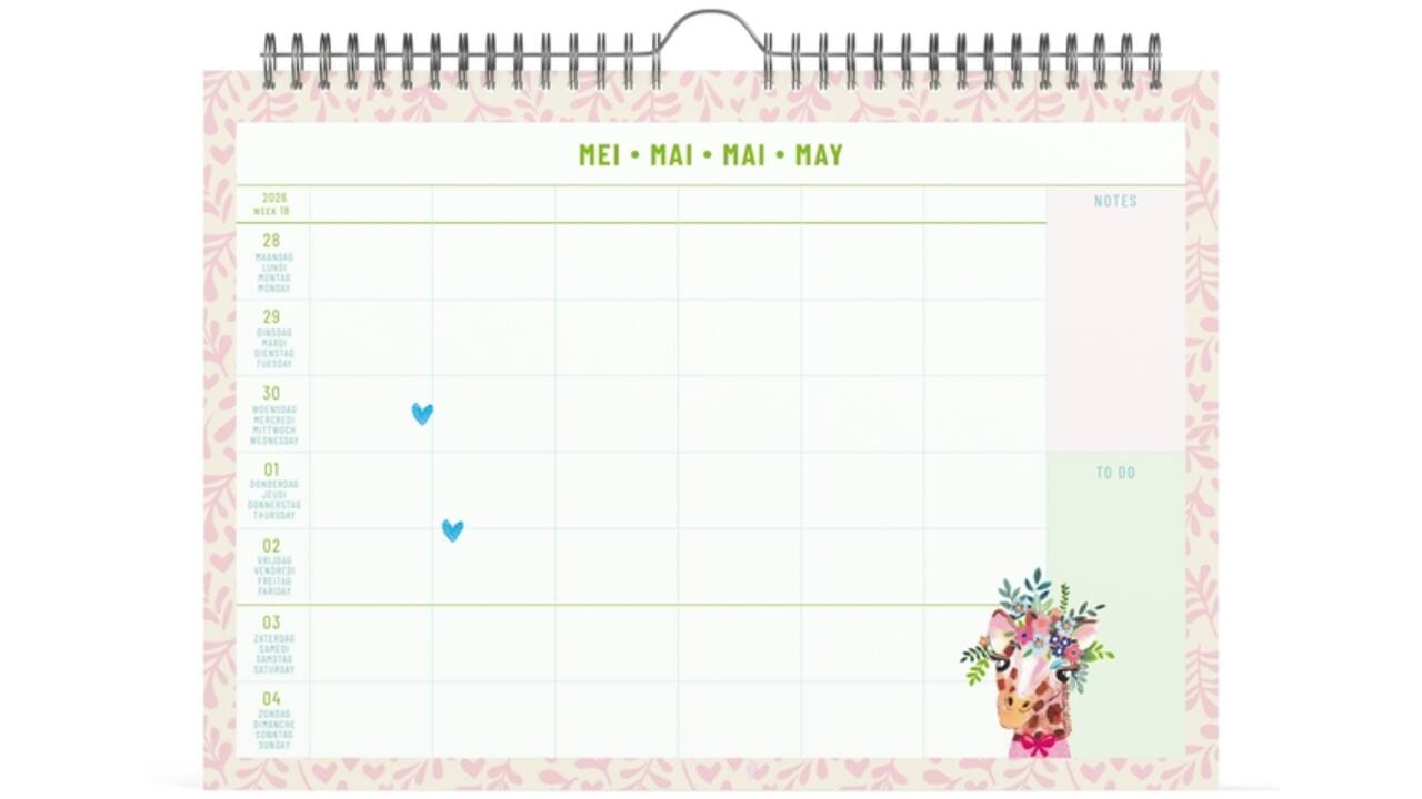 Familiekalender 2026 Lannoo 310x220 Paper Salad 7dagen/1pagina
