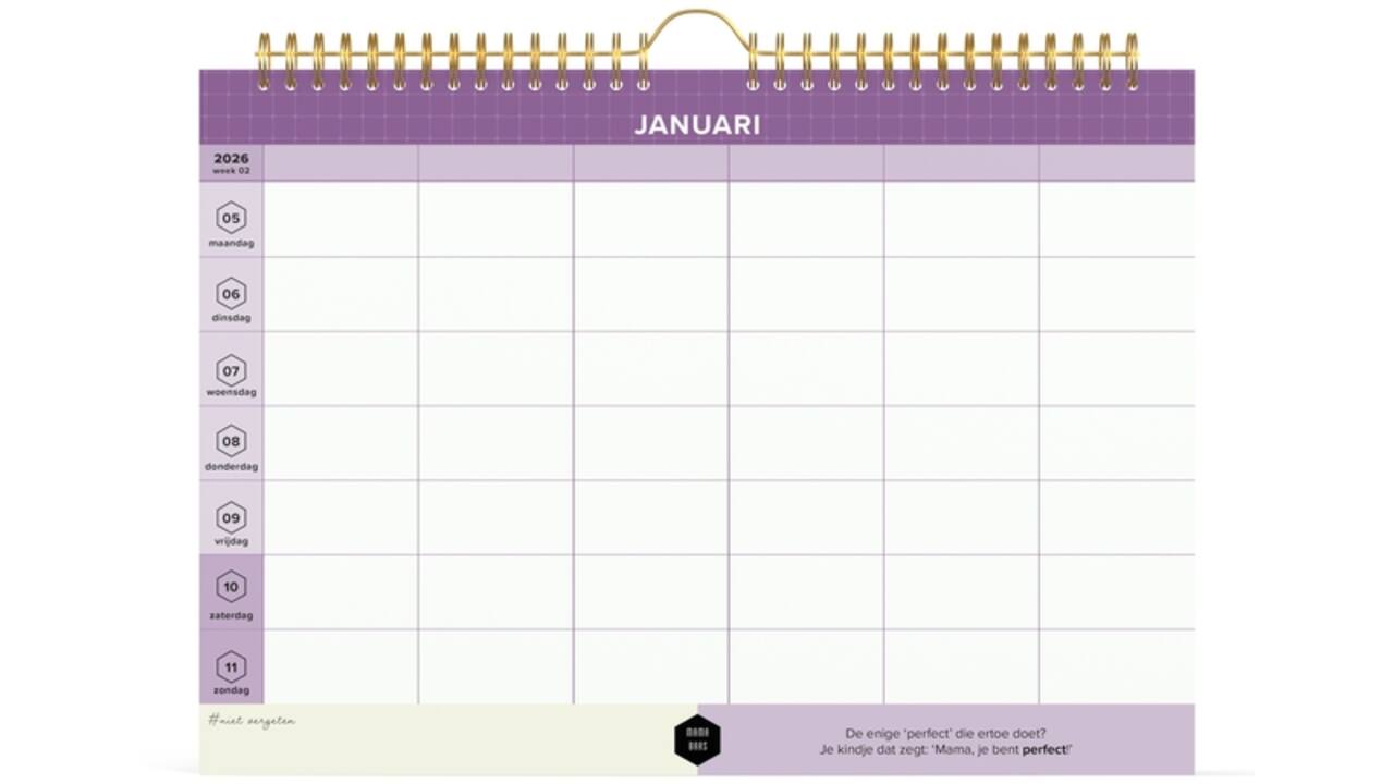 Familiekalender 2026 Lannoo 310x220 Mama Baas 7dagen/1pagina
