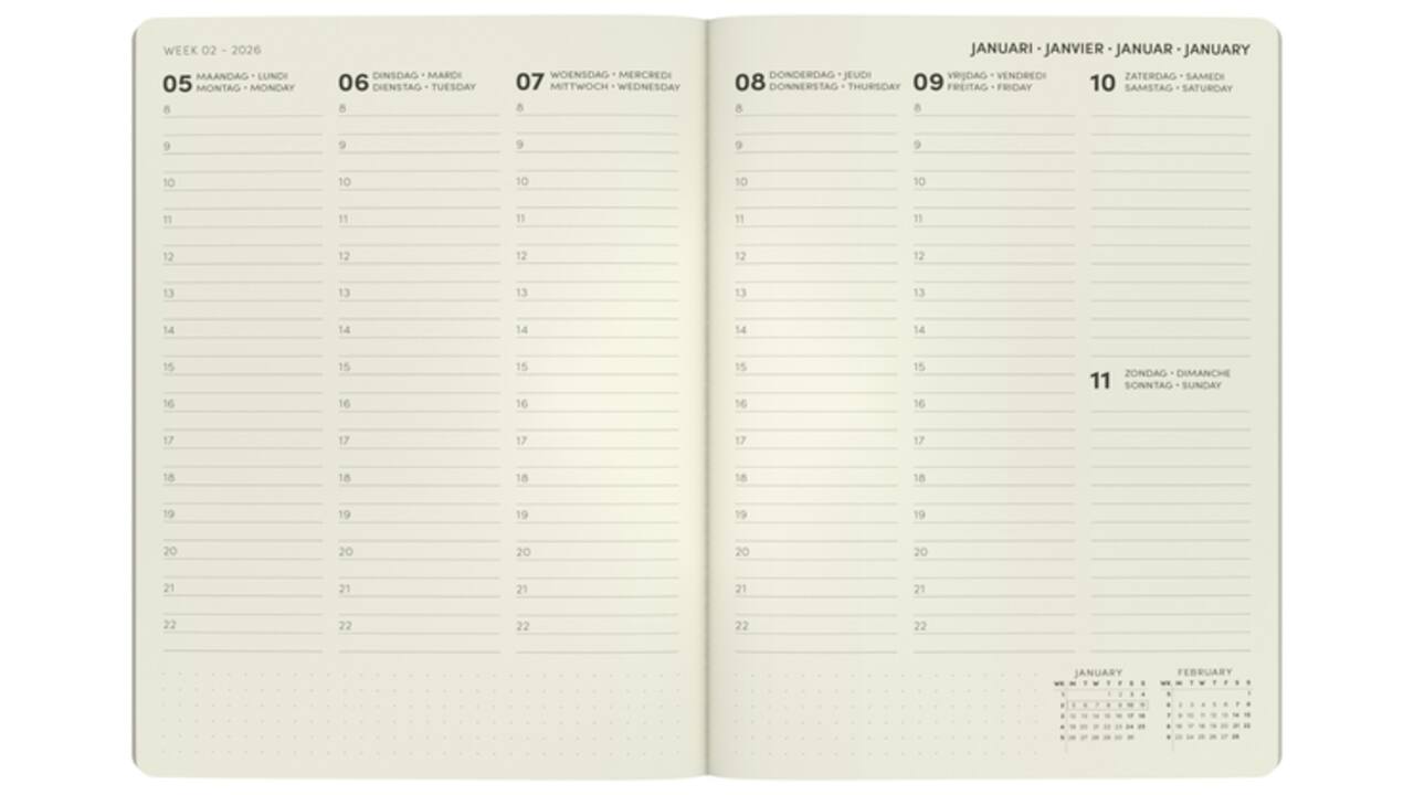 Agenda 2026 Lannoo bureau A5 QC Colour 7dagen/2pagina's roze