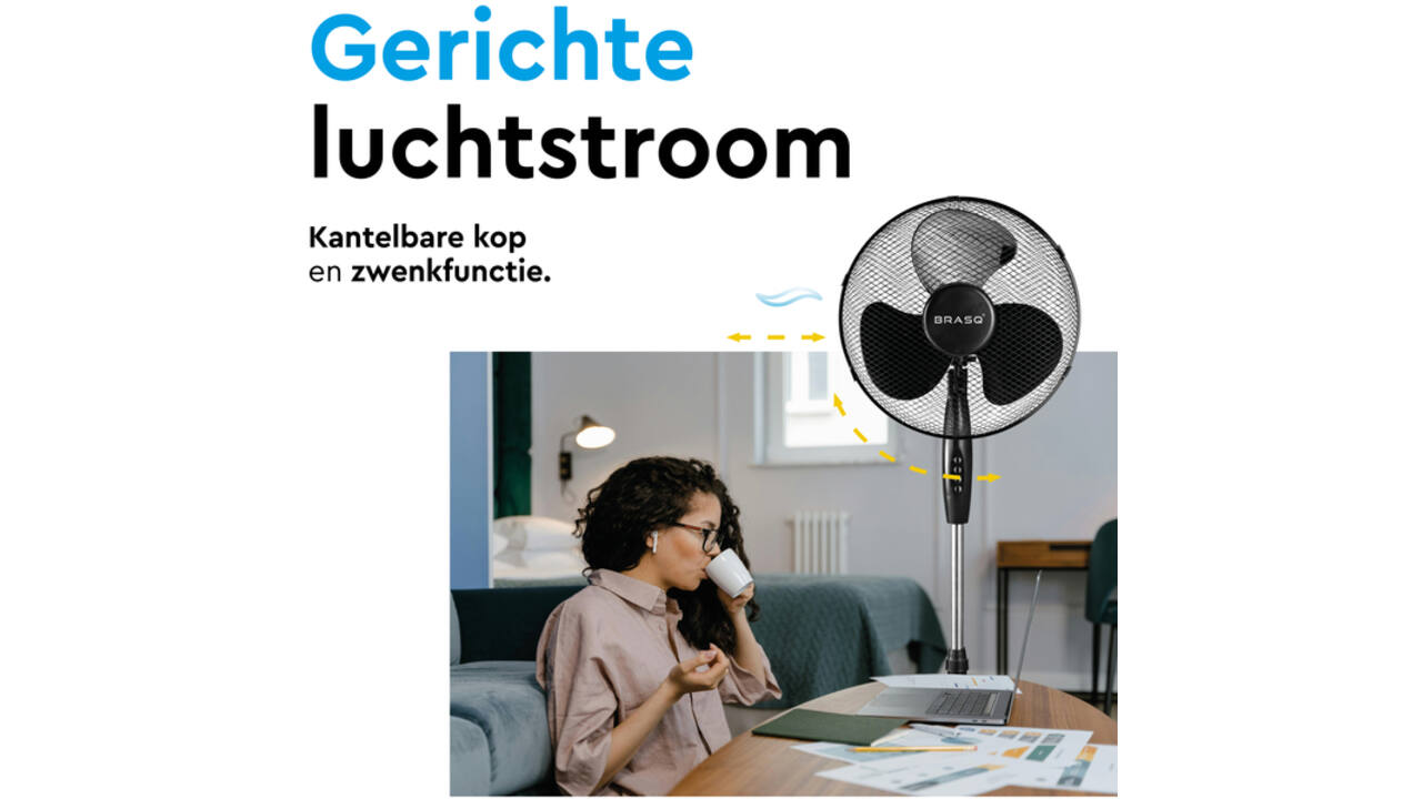 Statiefventilator BRASQ F300 Ø 40cm zwart