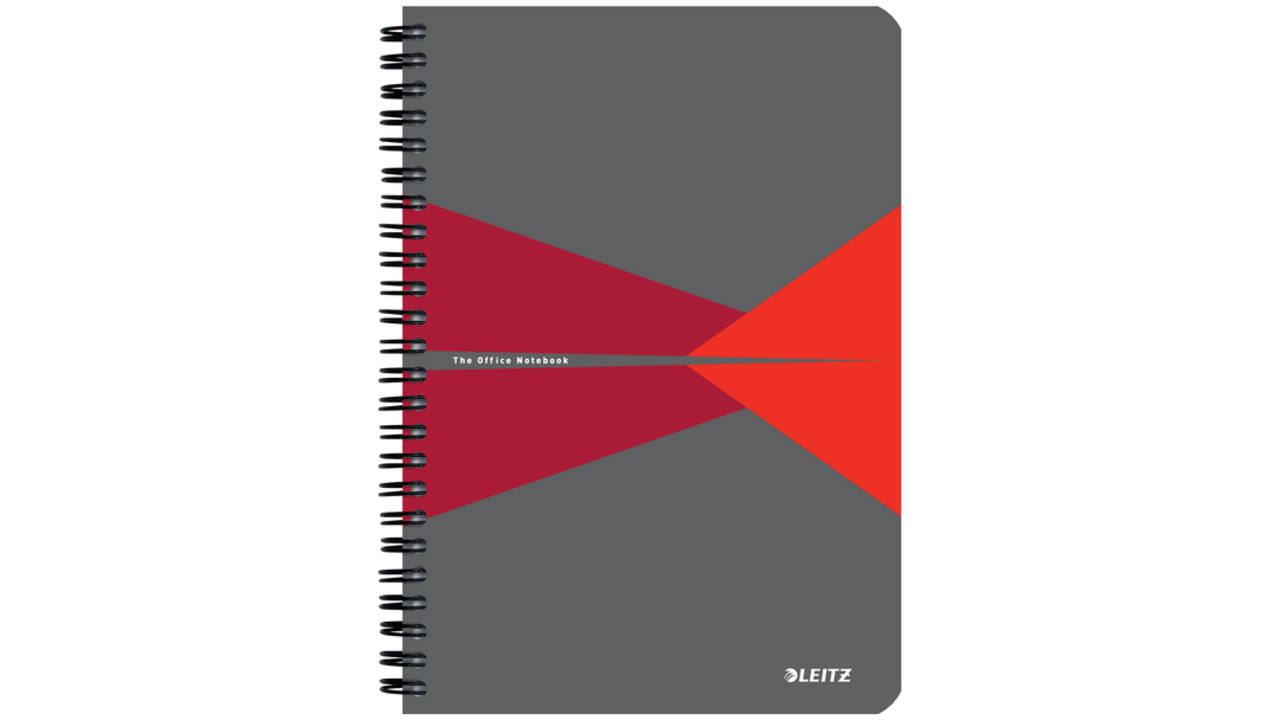 Notitieboek Leitz Office A5 lijn 180 pagina's 80gr grijs rood