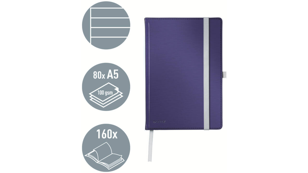 Notitieboek Leitz Style A5 lijn 160 pagina's 100gr blauw