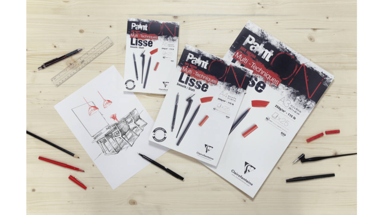 Tekenblok Clairefontaine Paint On A5 glad 25 vel 250gr wit