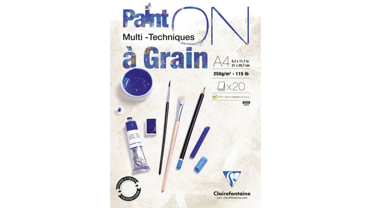 Tekenblok Clairefontaine Paint On A4 gekorreld 20 vel 250gr