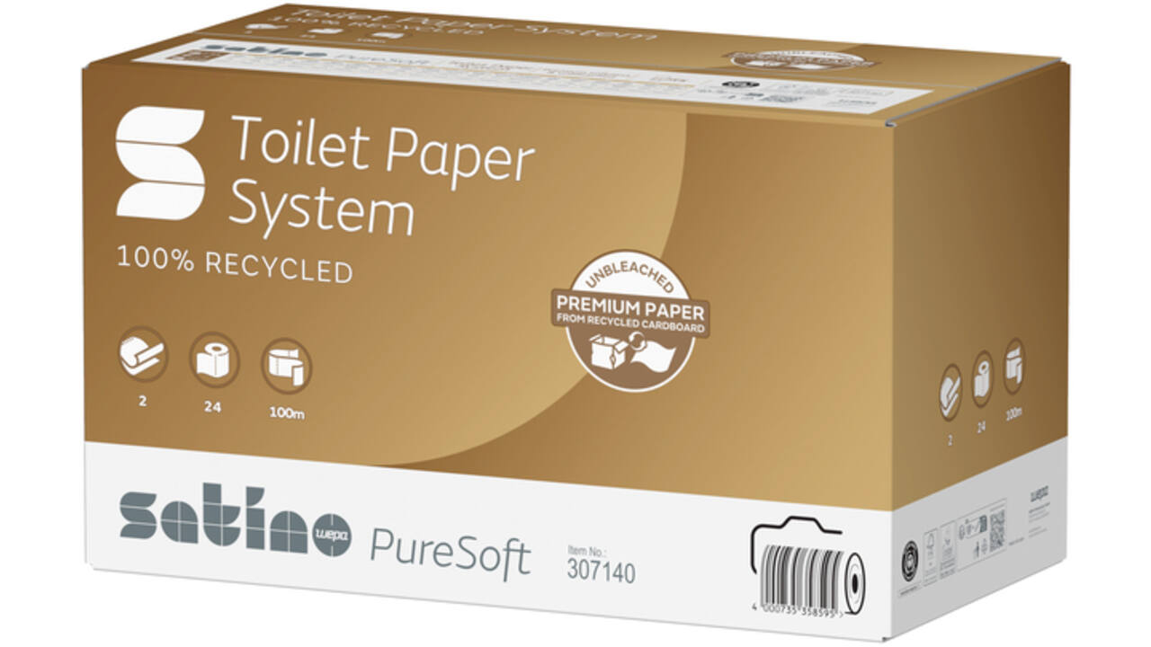 Toiletpapier Satino JT3 PureSoft systeemrol 2-laags 100m naturel 307140