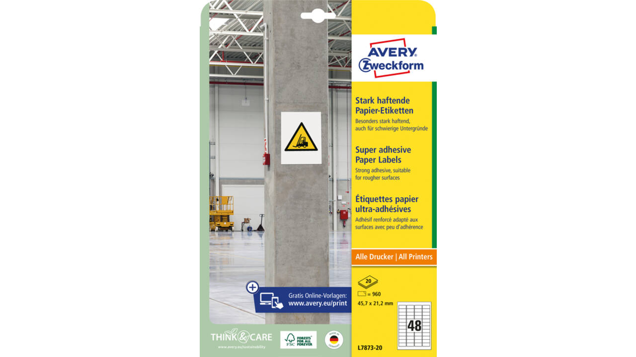 Etiket Avery Zweckform L7873-20 45.7x21.2mm 960 etiketten