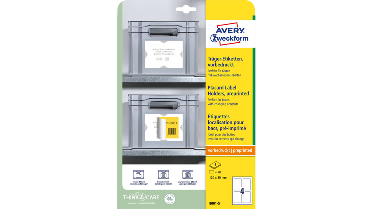Positioneeretiket Avery Zweckform 8001 120x80mm bedrukt 20 etiketten