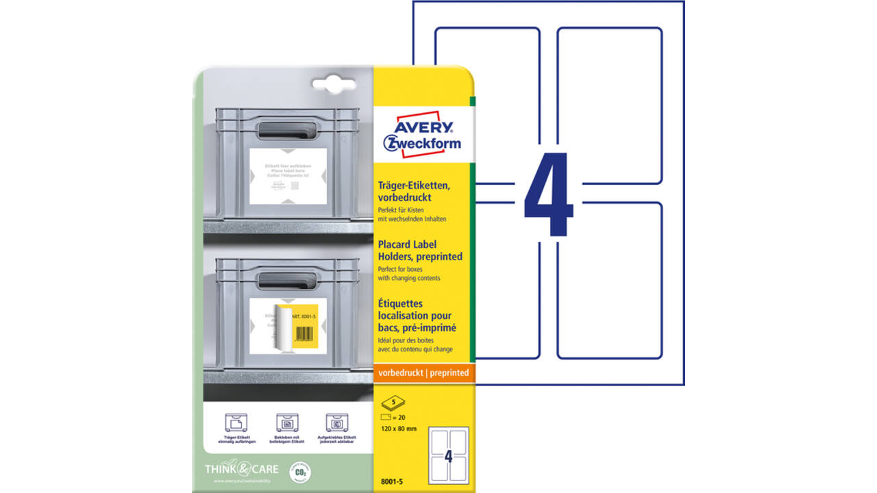Positioneeretiket Avery Zweckform 8001 120x80mm bedrukt 20 etiketten