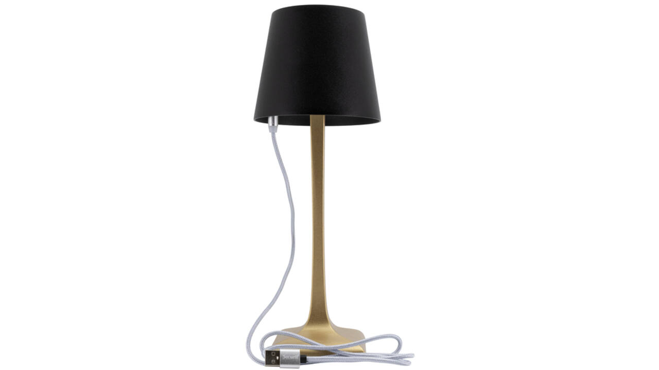 Tafellamp Securit Roma LED oplaadbaar dimbaar zwart-goud