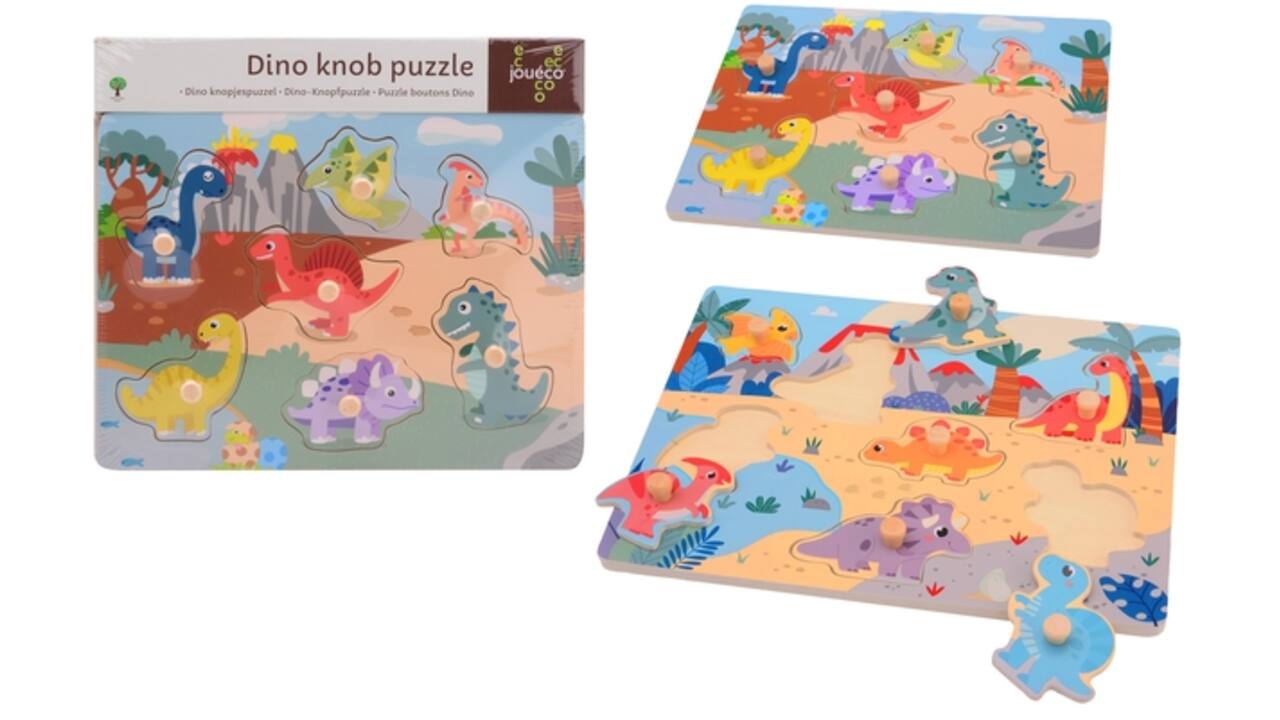 Joueco Dino knopjespuzzel 2 ass