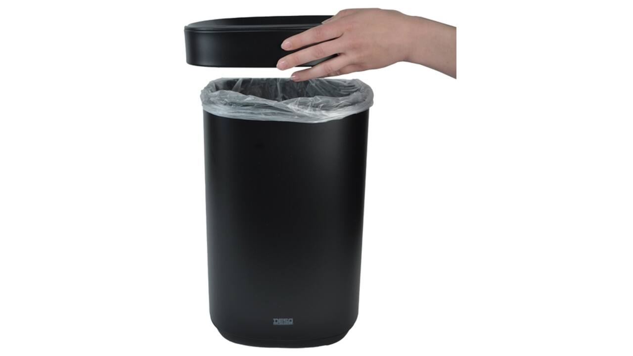 Afvalbak Desq open inworp 20 liter metaal zwart