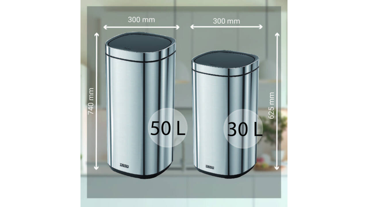 Afvalbak Desq Touch 50 liter RVS zilver