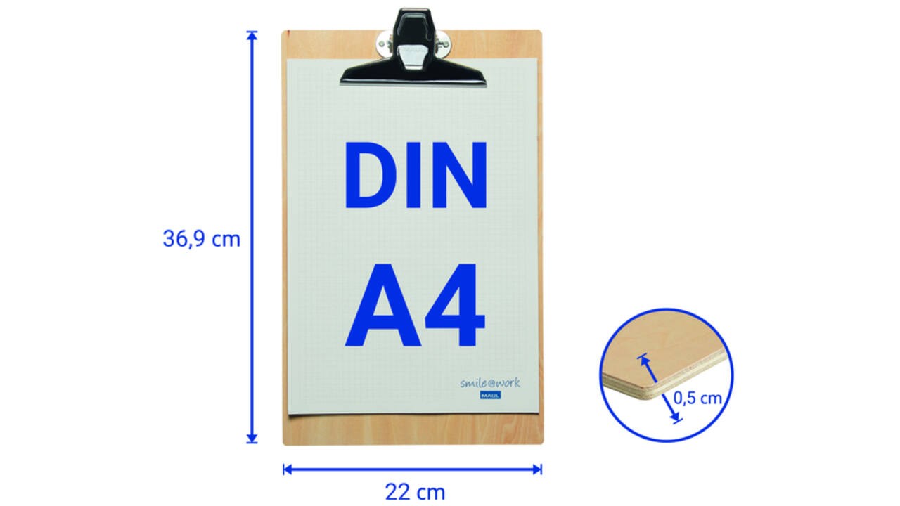 Klembord MAUL Tilia A4 staand hout 0.5 cm
