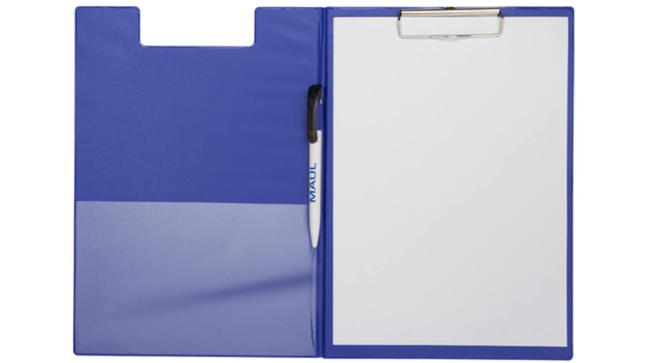 Klembordmap MAUL A4 staand PVC met penlus blauw