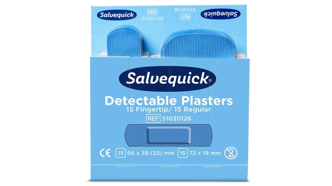 Pleisters Salvequick blauw detectabel mix 6x 30 stuks