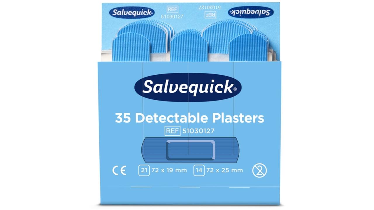 Pleisters Salvequick blauw detectabel refill 6x 35 stuks