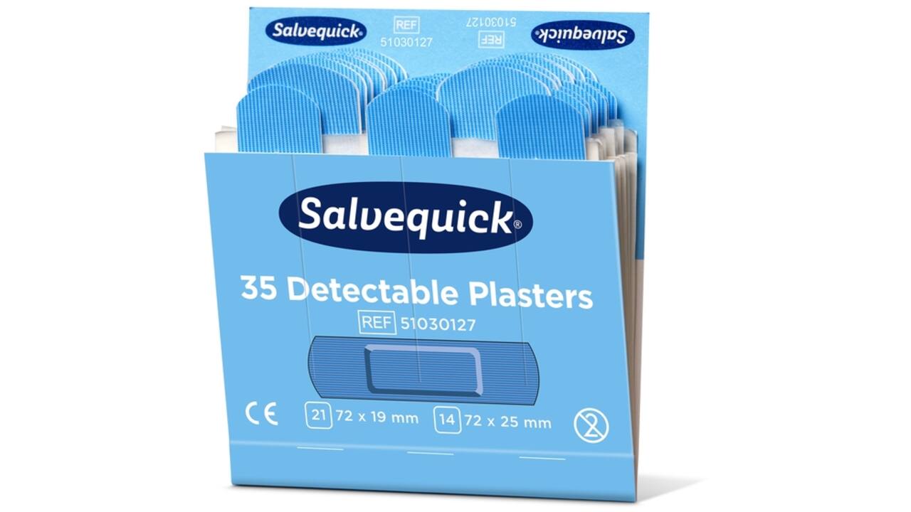 Pleisters Salvequick blauw detectabel refill 6x 35 stuks