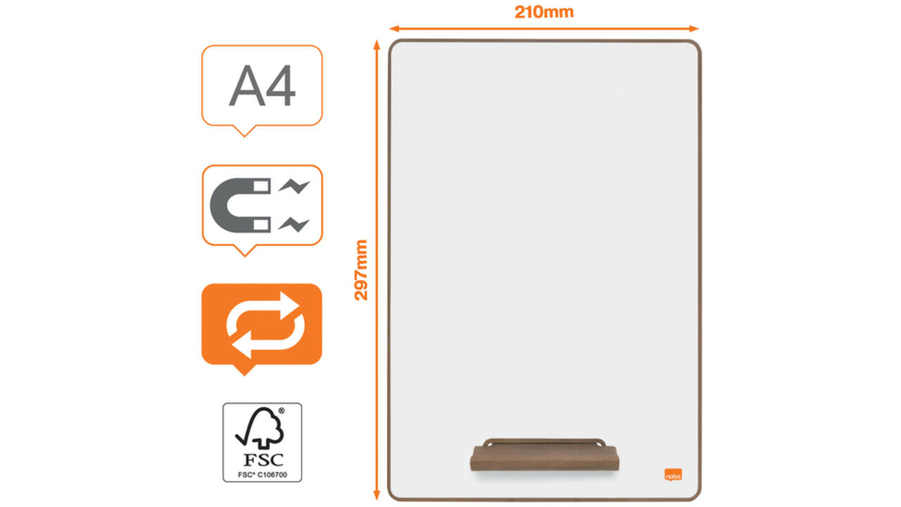 Whiteboard Nobo A4 mini 4 stuks