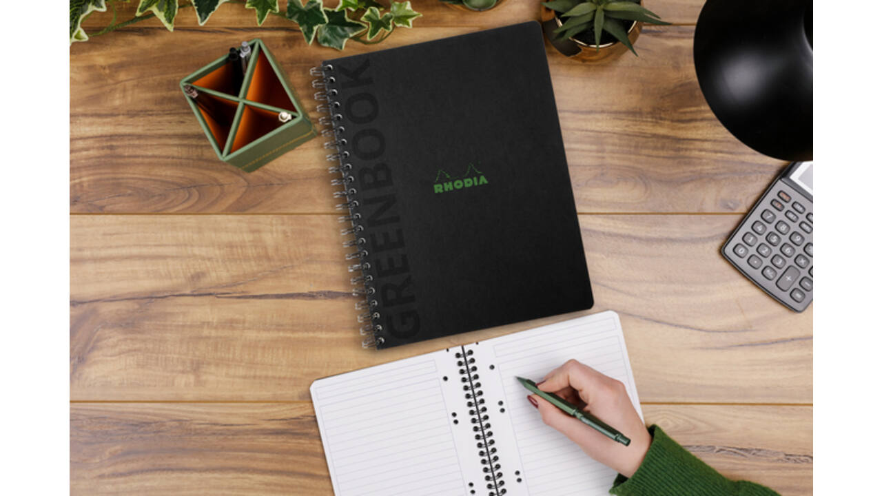 Notitieboek Rhodia Greenbook recycled A5+ lijn 160 pagina's 90gr hc