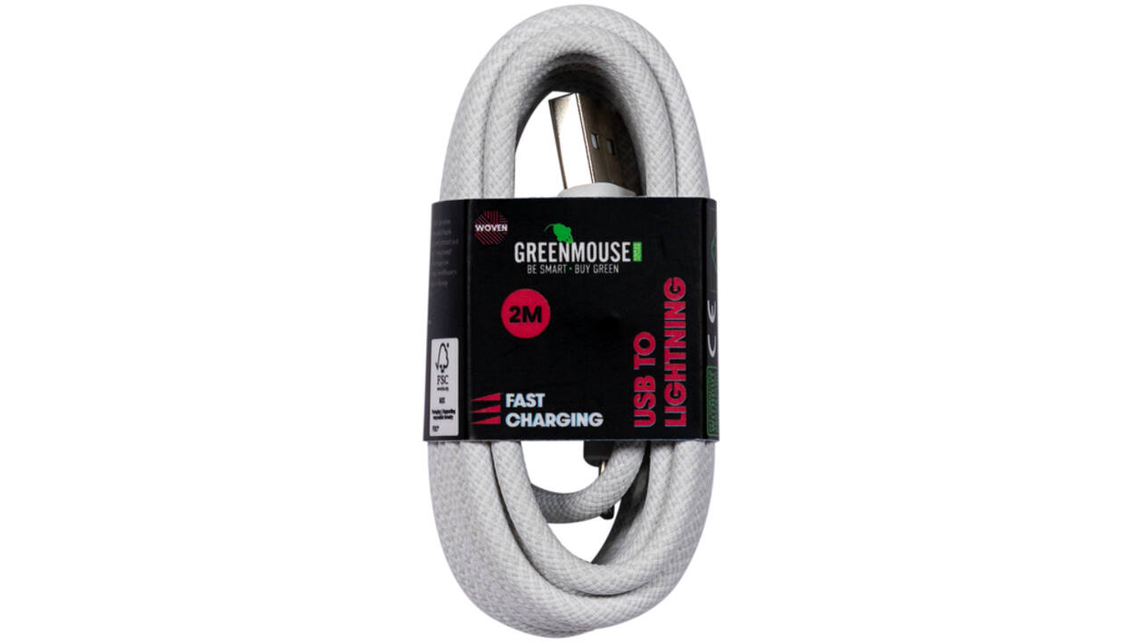 Kabel Green Mouse USB-A to Lightning data Woven 2m