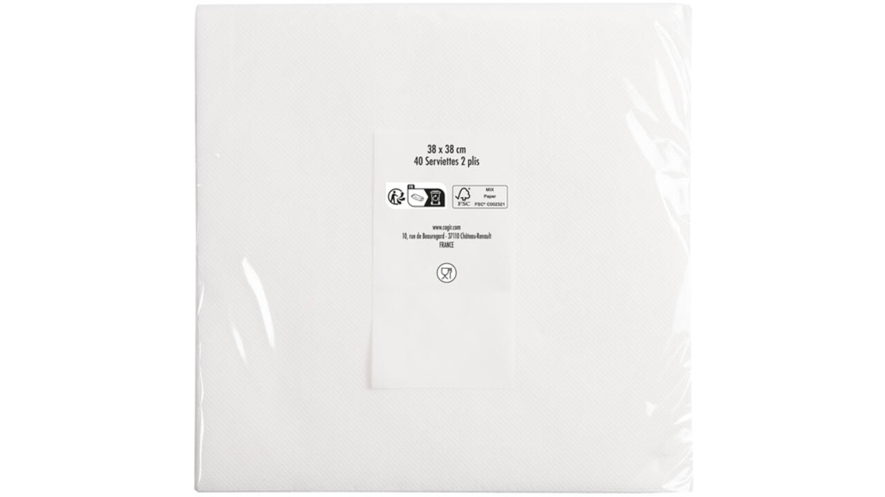 Servet Pronappe 1/4 vouw 2-laags 380x380mm 40 vel wit