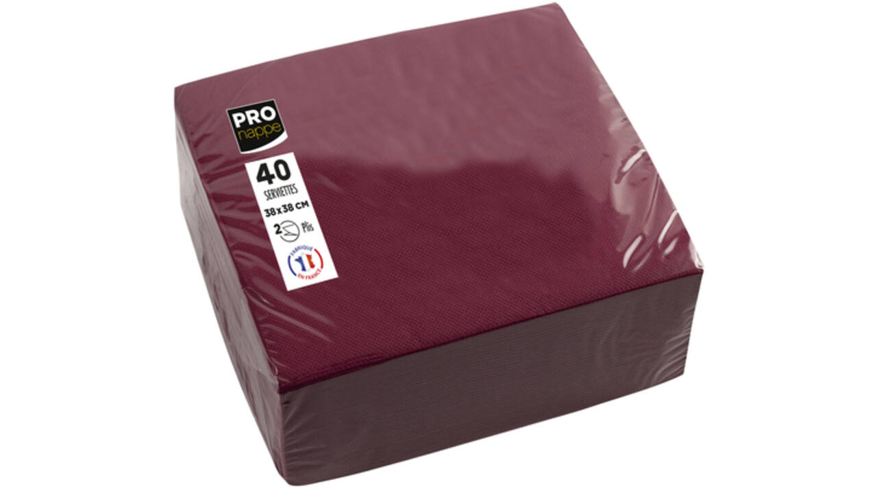 Servet Pronappe 1/4 vouw 2-laags 380x380mm 40 vel bordeauxrood