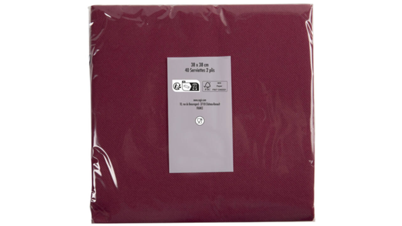Servet Pronappe 1/4 vouw 2-laags 380x380mm 40 vel bordeauxrood