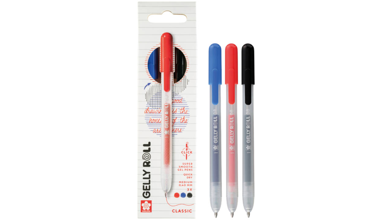 Gelschrijver Sakura Gelly Roll Classic 08 klikfunctie set à 3 kleuren