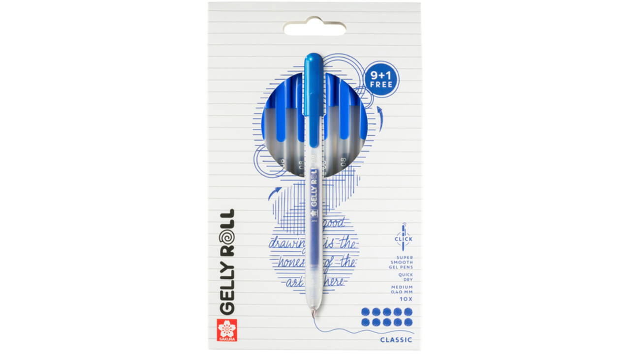 Gelschrijver Sakura Gelly Roll Classic 08 klikfunctie set à 10 stuks blauw