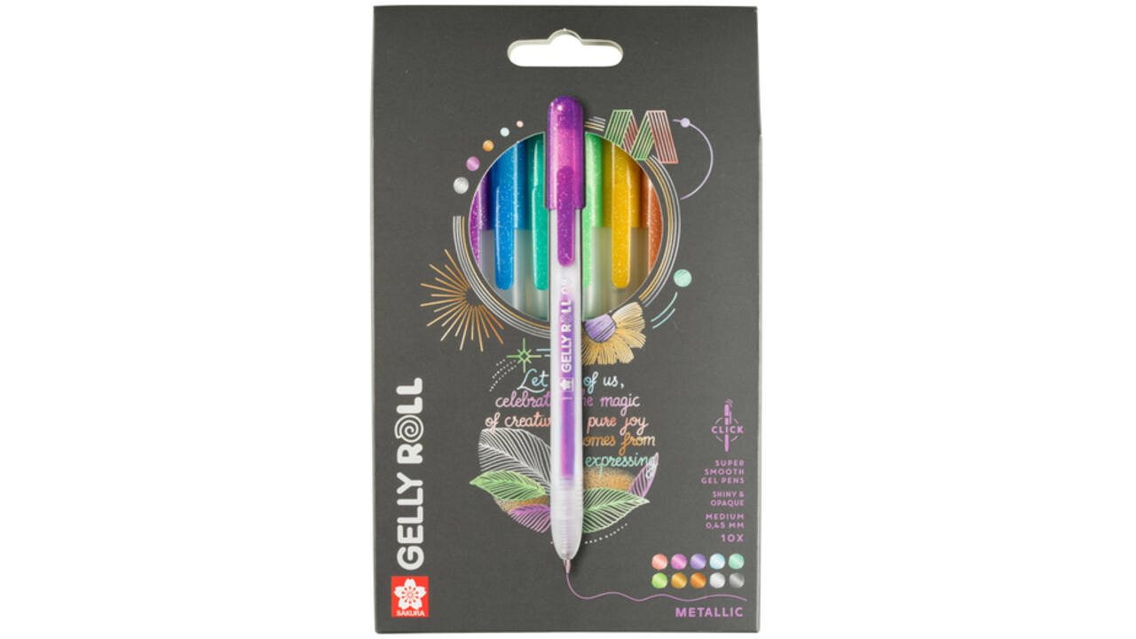 Gelschrijver Sakura Gelly Roll Metallic 08 klikfunctie set à 10 kleuren