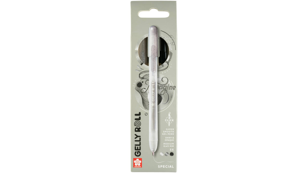 Gelschrijver Sakura Gelly Roll Special 08 klikfunctie set à 3 kleuren zilver