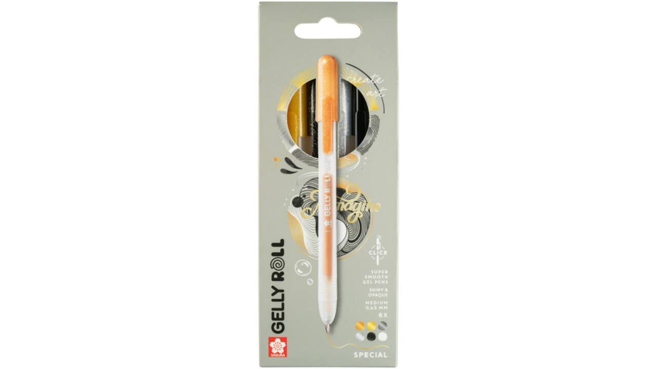 Gelschrijver Sakura Gelly Roll Special 08 klikfunctie set à 6 kleuren