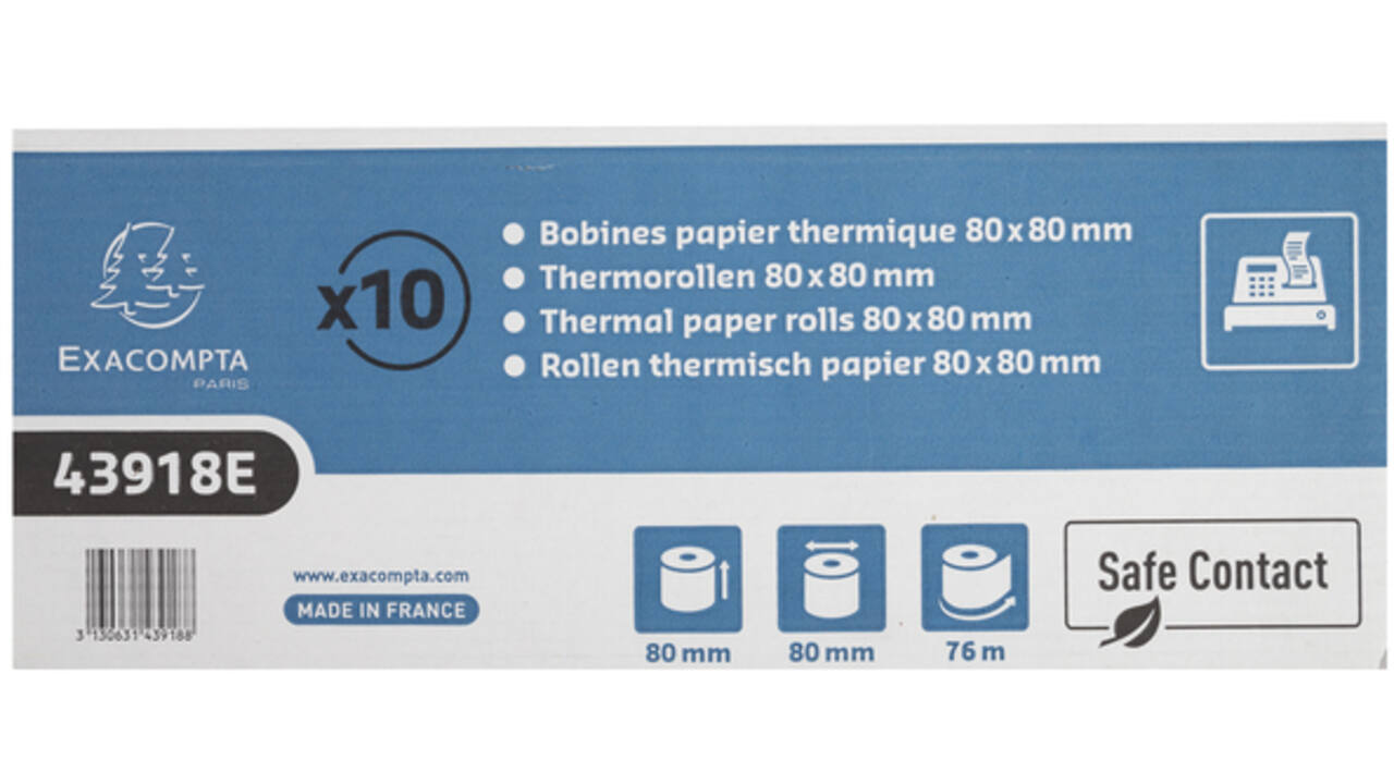 Telrol Exacompta 80mmx76m kern Ø12mm SafeContact thermisch