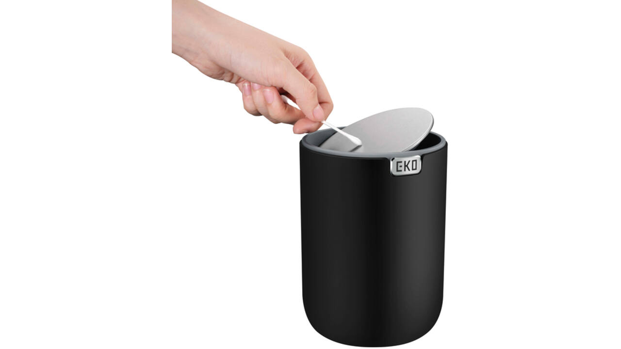 Afvalbak EKO Fandy 2 tafelmodel met swingdeksel 1,5 liter zwart