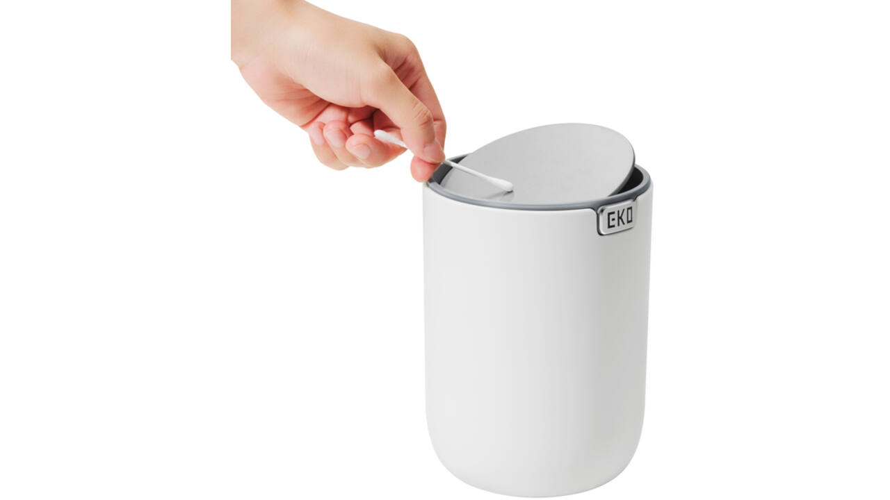 Afvalbak EKO Fandy 2 tafelmodel met swingdeksel 1,5 liter wit