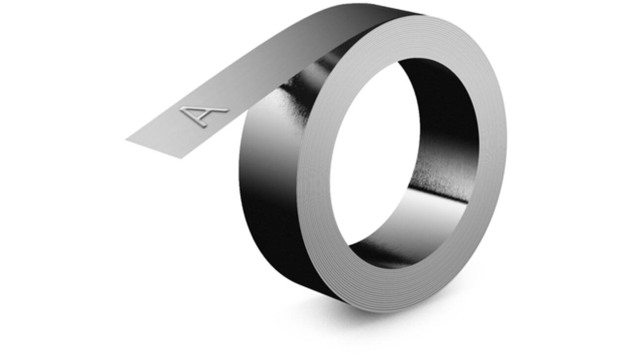 Reliëftape Dymo embossing niet klevend roestvrijstaal 12mm zilver