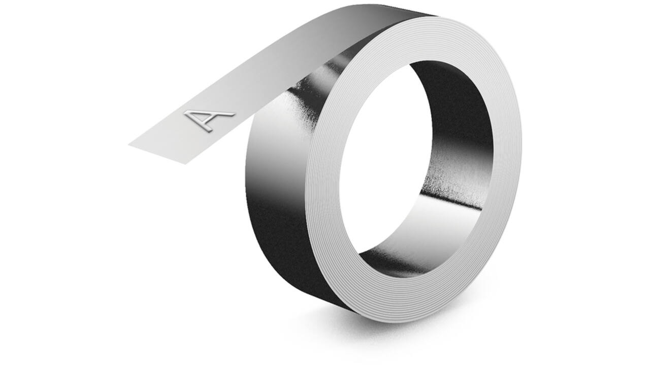 Reliëftape Dymo embossing zelfklevend aluminium 12mm zilver