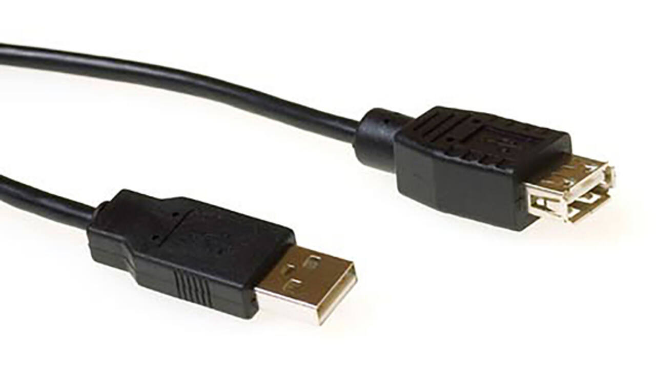 Kabel ACT USB 2.0 A male - USB A female zwart 3 meter
