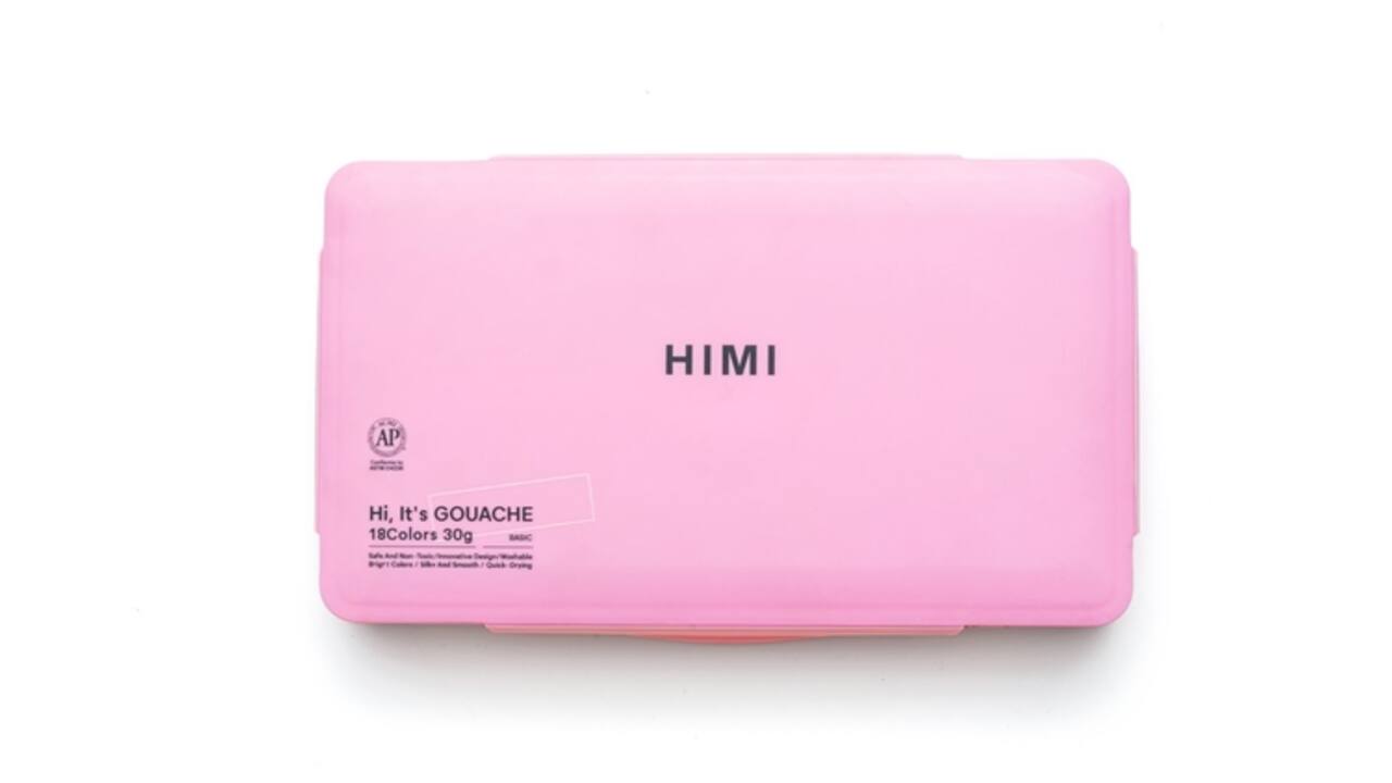 Gouache HIMI 18 kleuren 30gr opbergbox roze