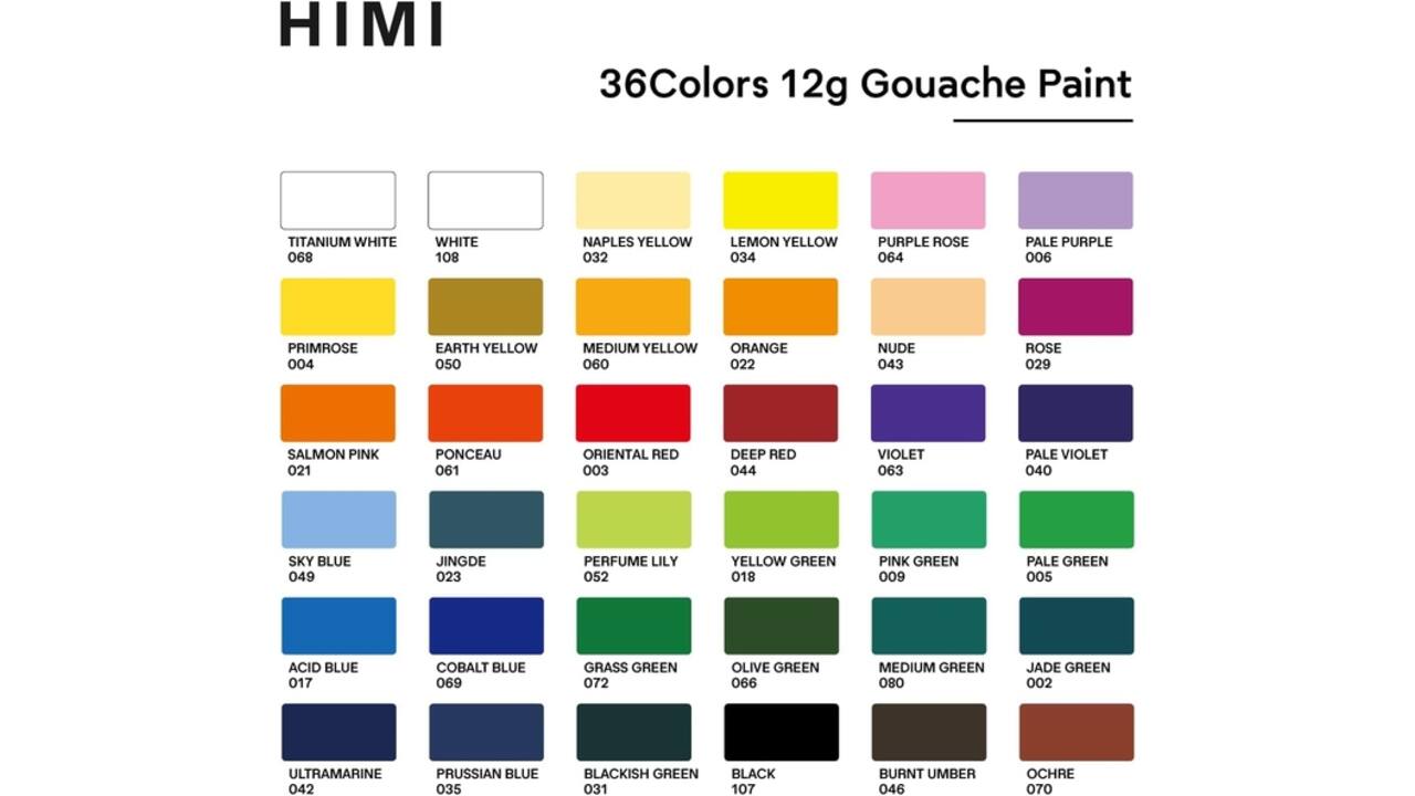 Gouache HIMI Twin cups 36 kleuren 12gr opbergbox lila