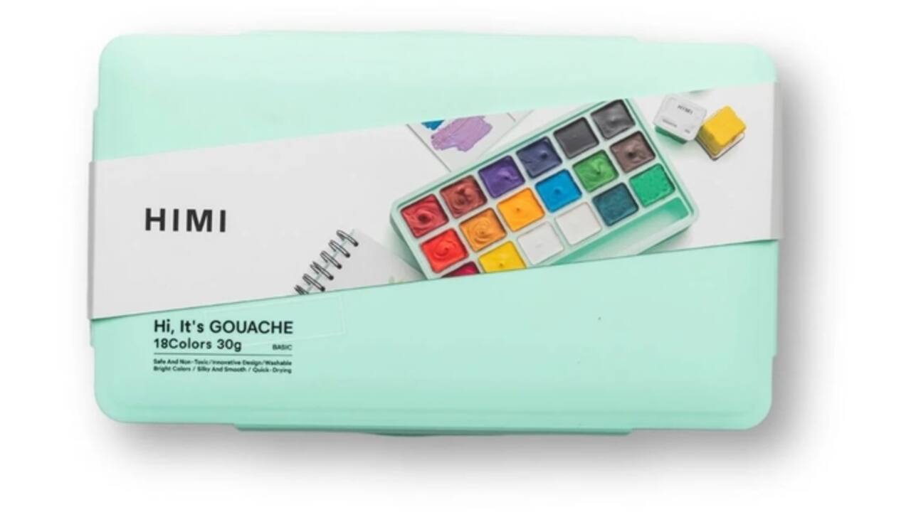 Gouache HIMI 18 kleuren 30gr opbergbox groen