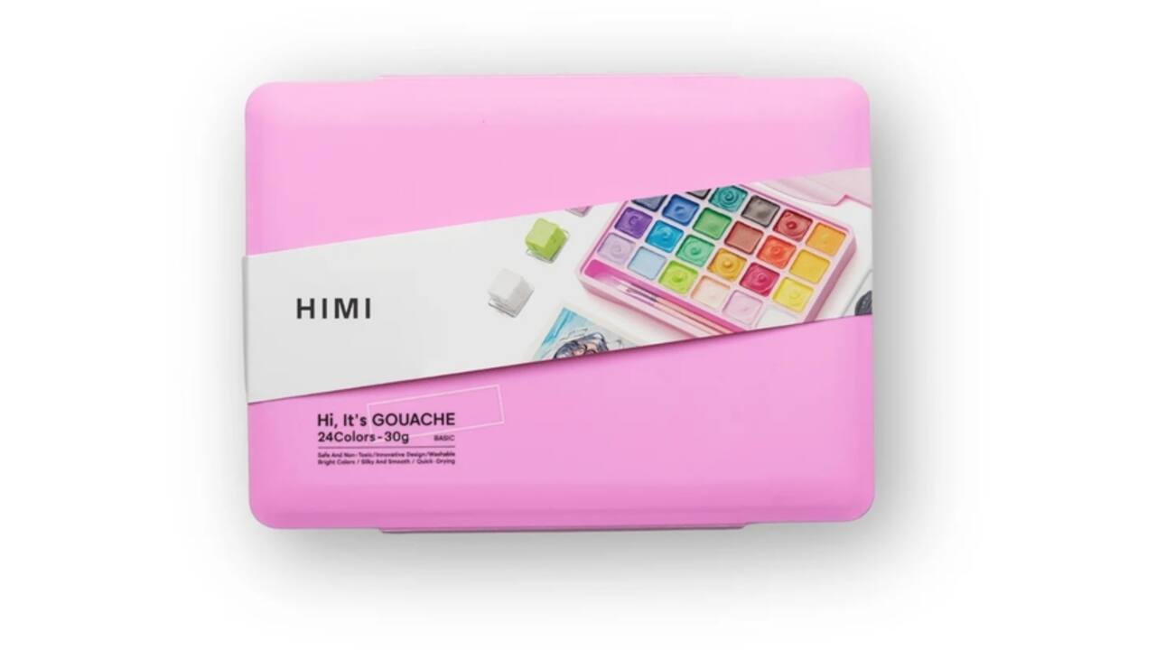 Gouache HIMI 24 kleuren 30gr opbergbox roze