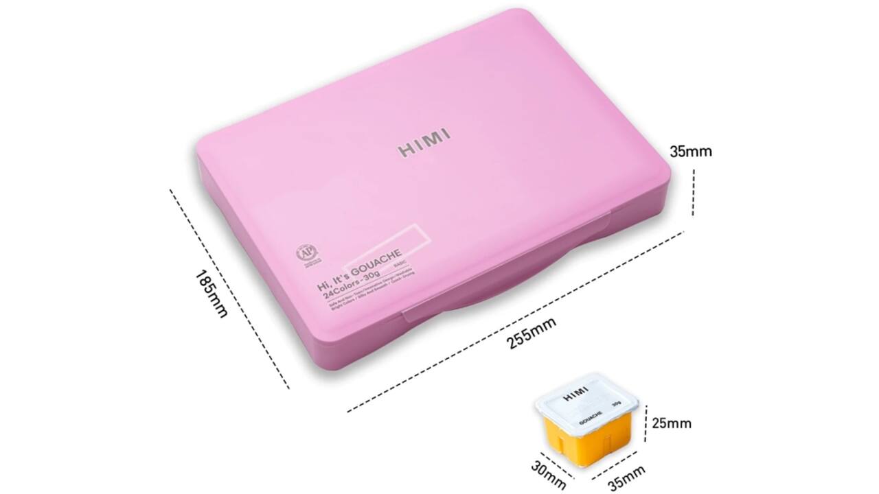 Gouache HIMI 24 kleuren 30gr opbergbox roze