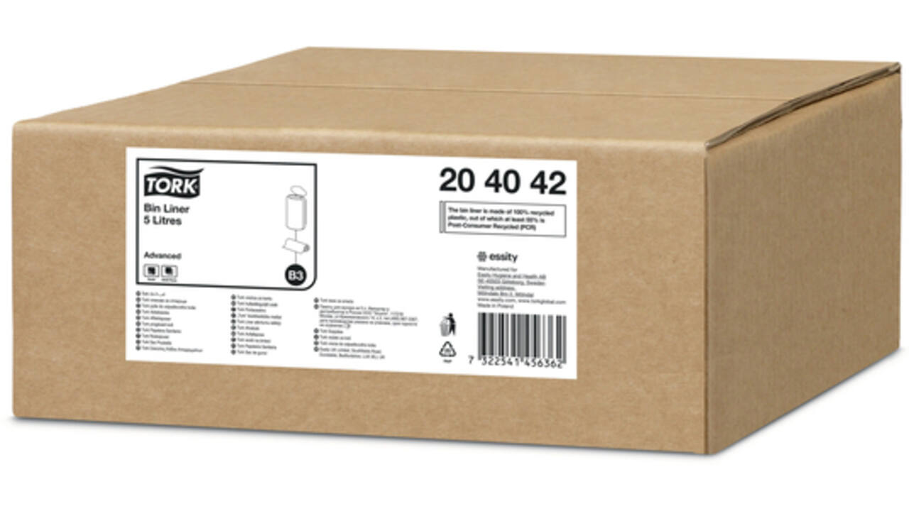 Afvalzak Tork B3 Advanced 33x40cm 5L transparant 204042