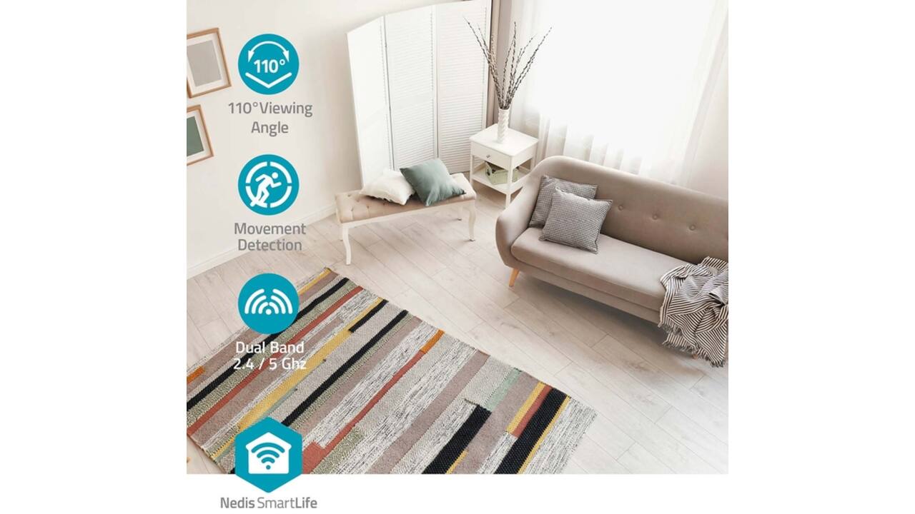 Beveiligingscamera Nedis Smartlife Wifi indoor 3MP Full HD 1296p wit
