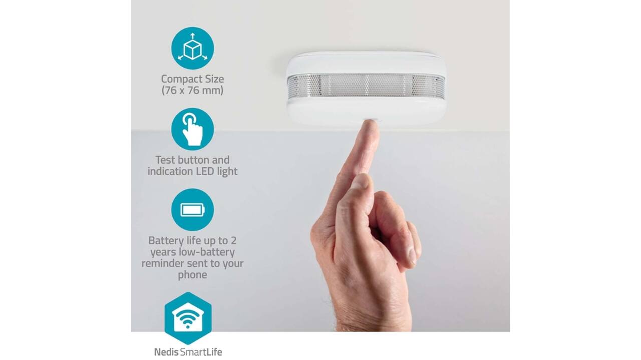 Rookmelder Nedis Smartlife Wifi 10 jaar sensor wit
